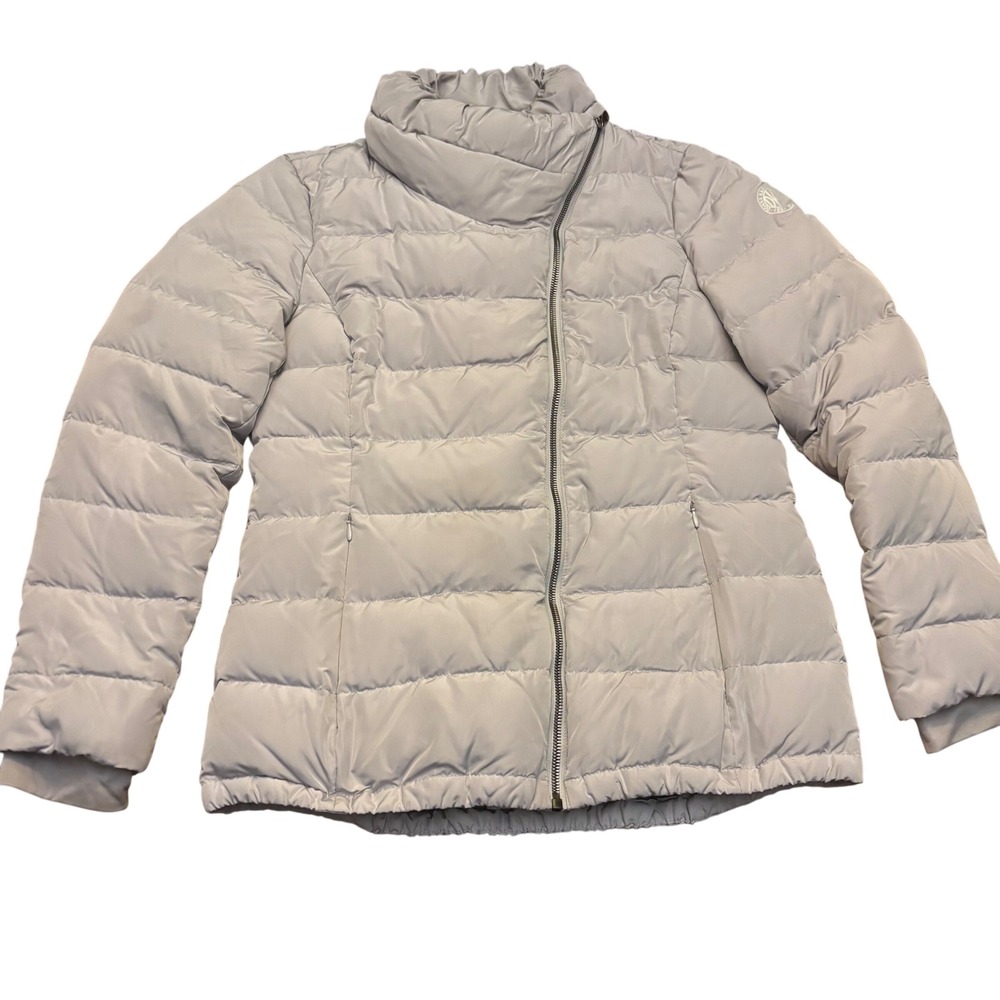 DKNY |โ Puffer Jacket | Women's Medium | Gray | Down Fill | Asymmetrical Zip